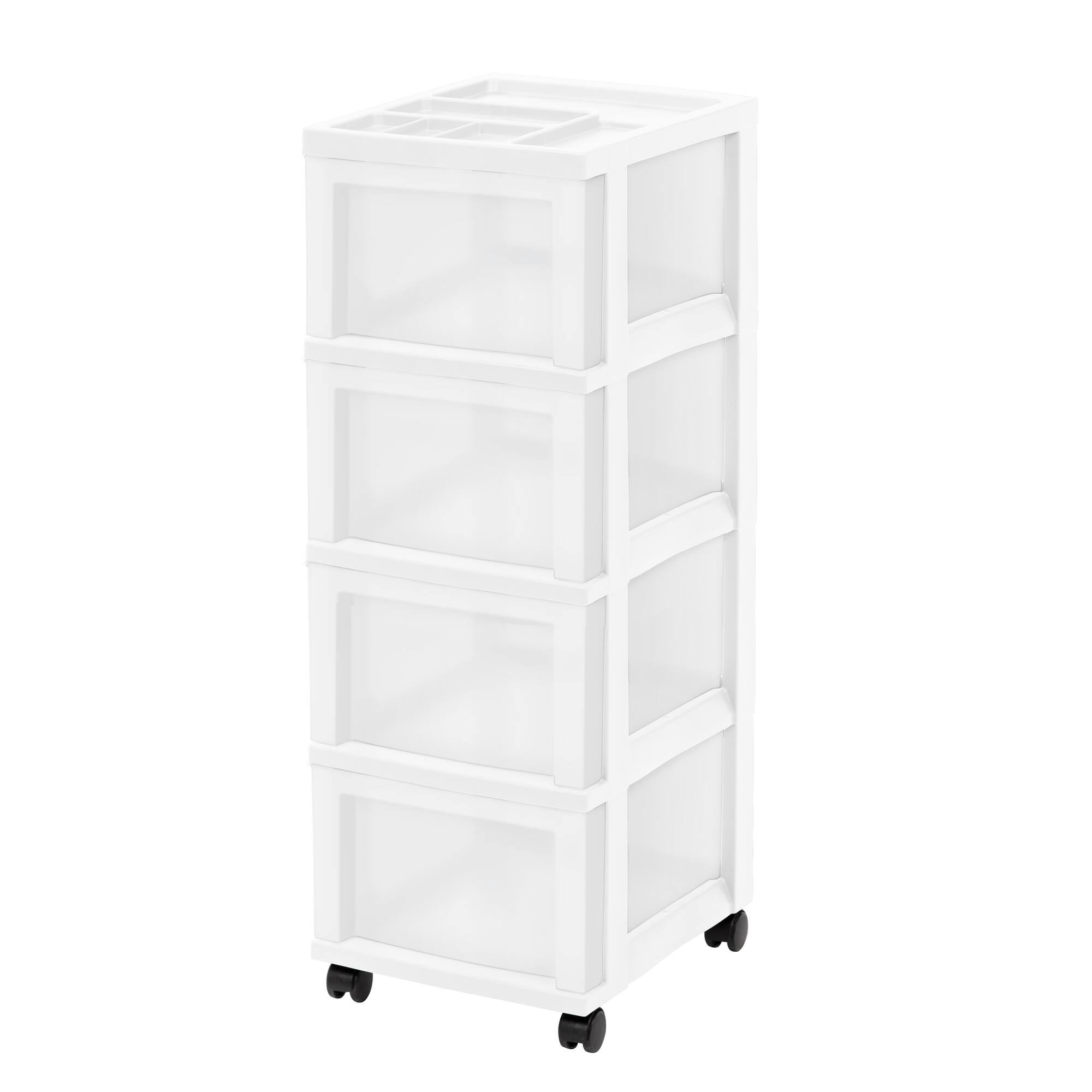 IRIS White 4-Drawer Medium Cart With Organizer Top